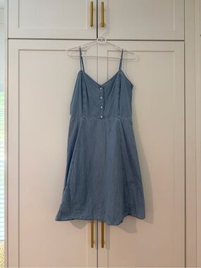 GAP Light Blue Chambray Button-Front Mini Dress